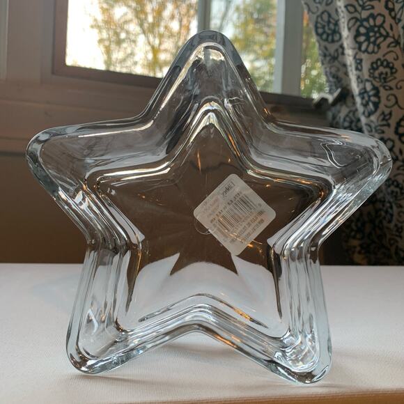Libbey 6" Star-Shaped Clear Heavy Glass Dish Snack Trinket Bowl Decor NEW - Picture 7 of 8